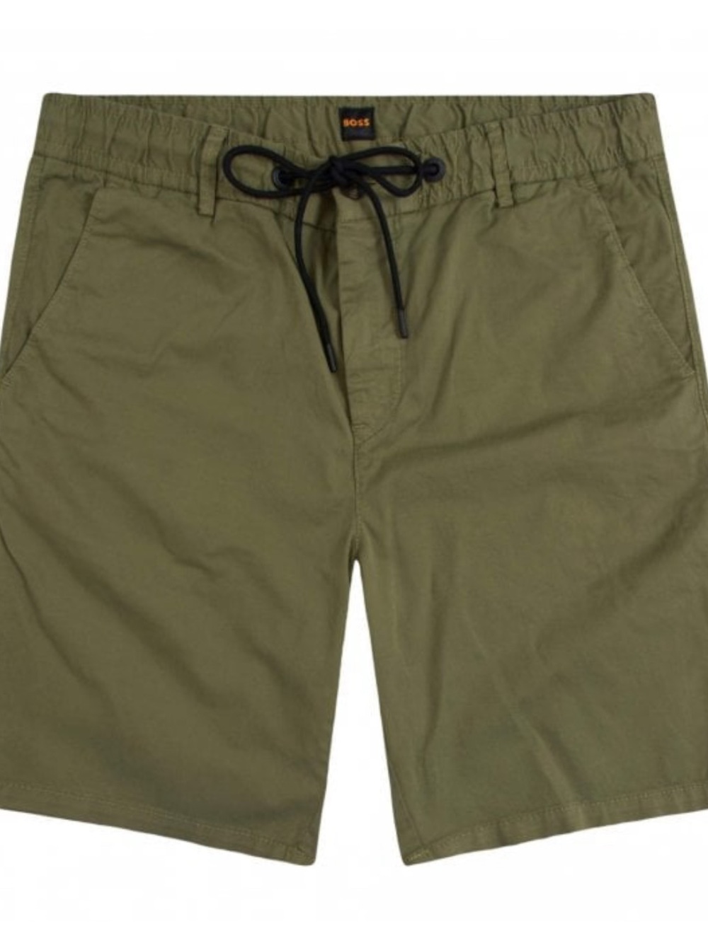 BOSS Olive Green Drawstring Athletic Shorts Size 30 Reg Cotton With Stretch